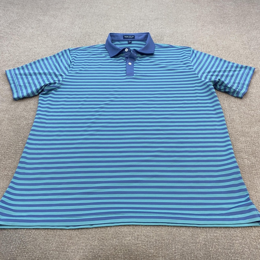 Peter Millar Crown Crafted Polo Shirt Stripe Golf Performance Stretch Mens XL